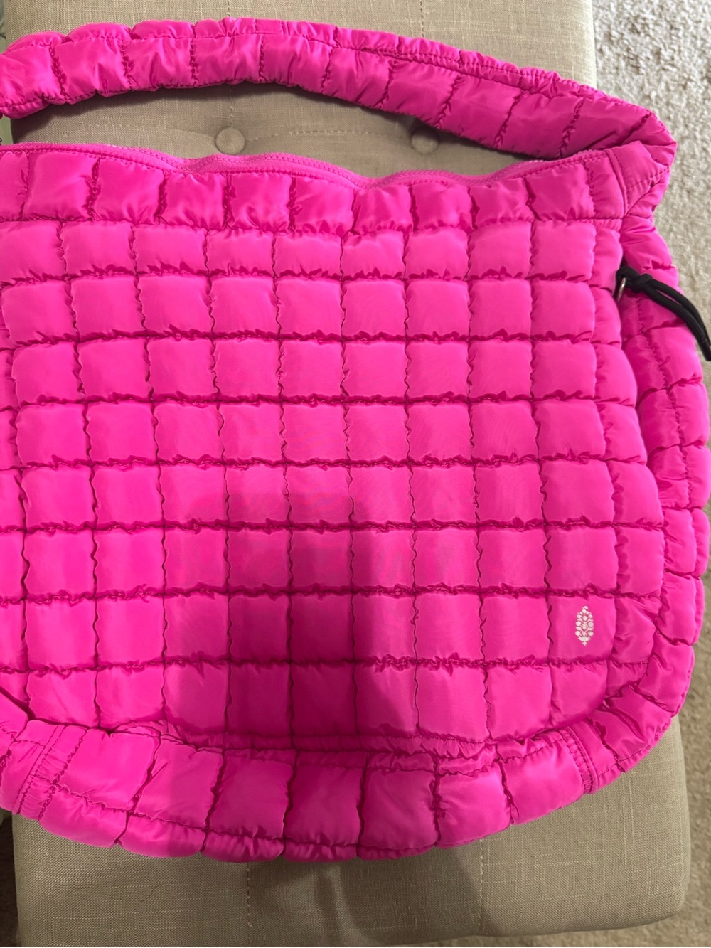 Women's Quilted Shoulder Bag in Bright Pink